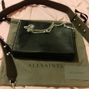 Authenic All Saints leather shoulder crossbody bag